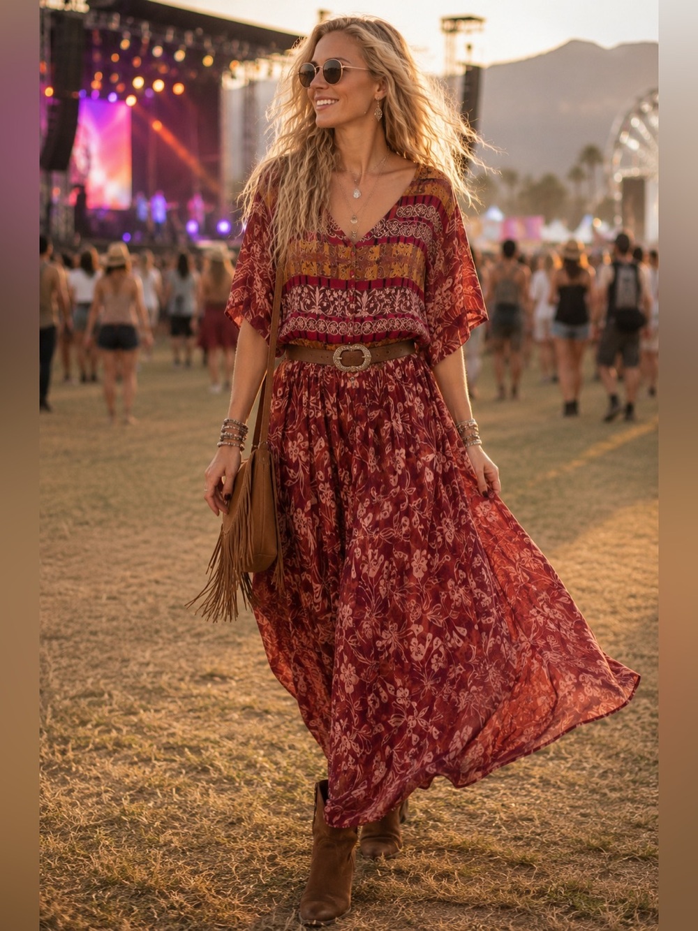 231. THE AVENUE | Boho Patchwork Floral Maxi Dress | Sheer | Lined | Cottage
